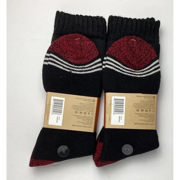 Eddie Bauer 2-Pair Black Heat Thermal Long Heavyweight Crew Socks Size 7-12 - Picture 2 of 6
